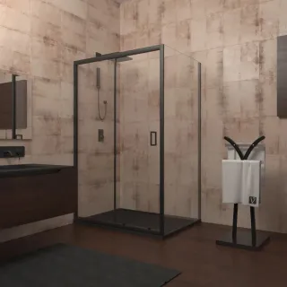 Душевой уголок Veconi Rovigo RV-040B, 1100х1000х1850, черный, стекло прозрачное